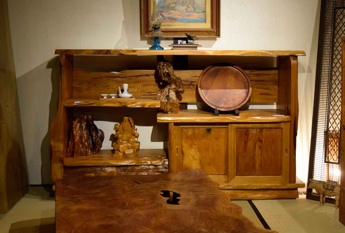 屋久杉一枚板飾り棚アウトレット | 大川人気のおすすめ家具屋