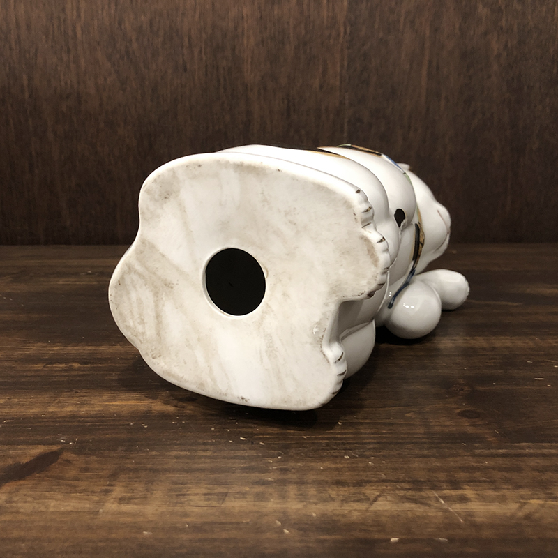 ma602⑦『ユキヒョウ 招き猫 横』陶器 /骨董品 古美術 アンティーク