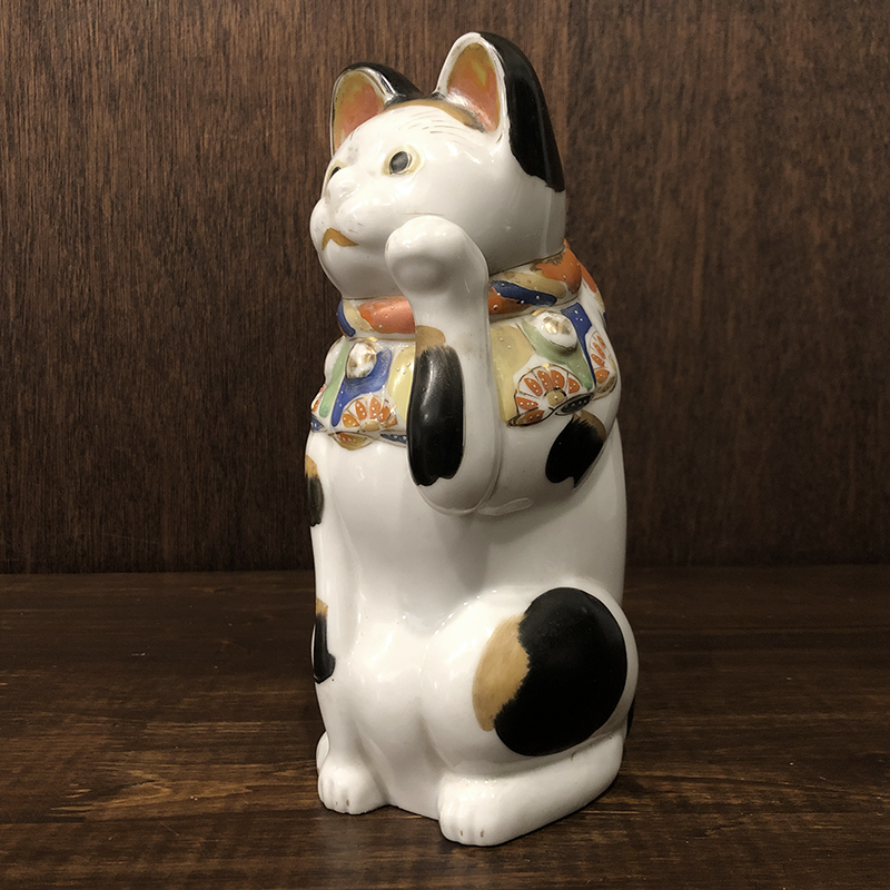 招き猫 古瀬戸 左招 23cm 当時物 骨董品 ジャパン アンティーク
