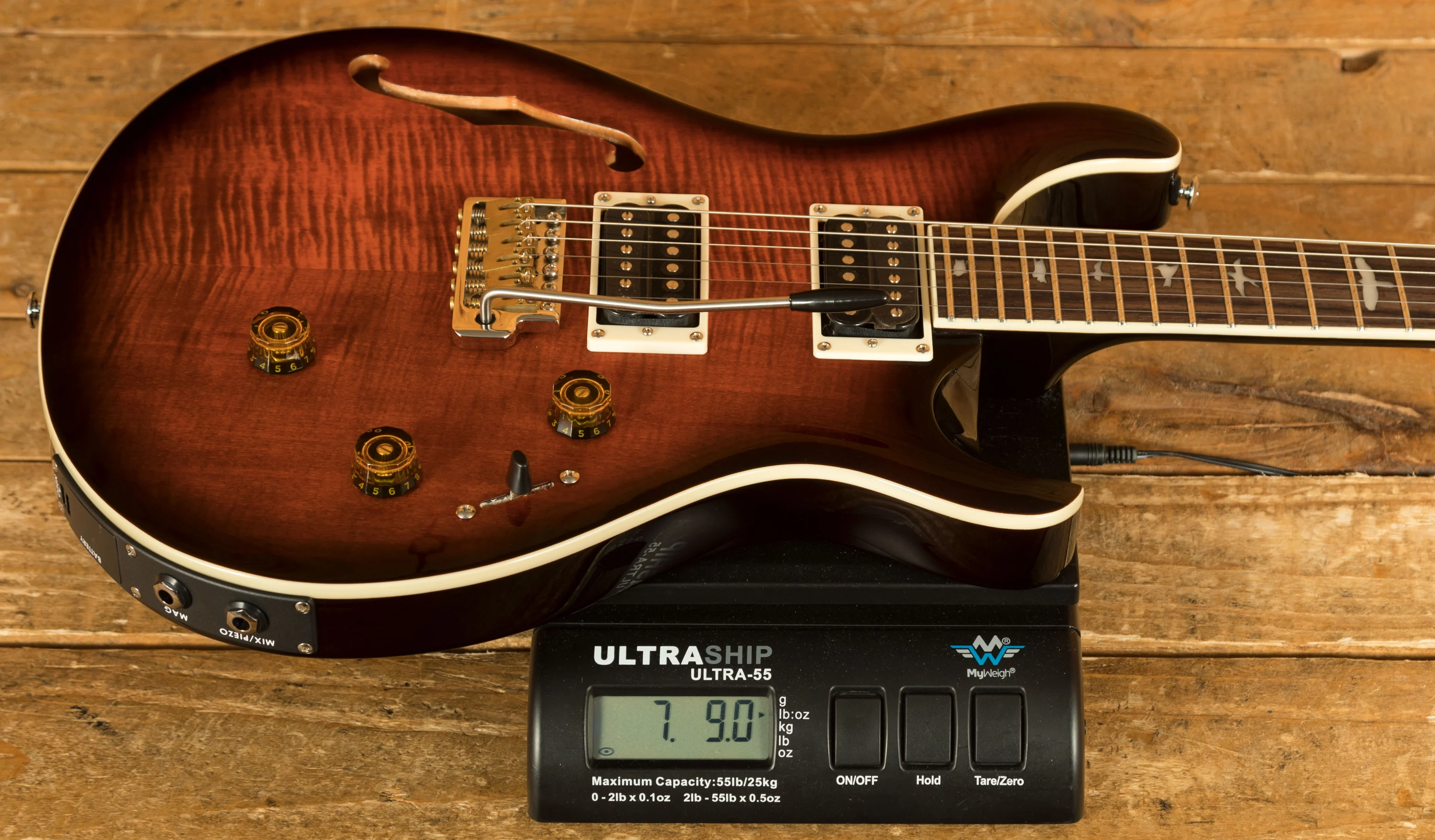 PRS SE Custom | Custom 24 Semi-Hollow Piezo - Orange Tiger Smokeburst