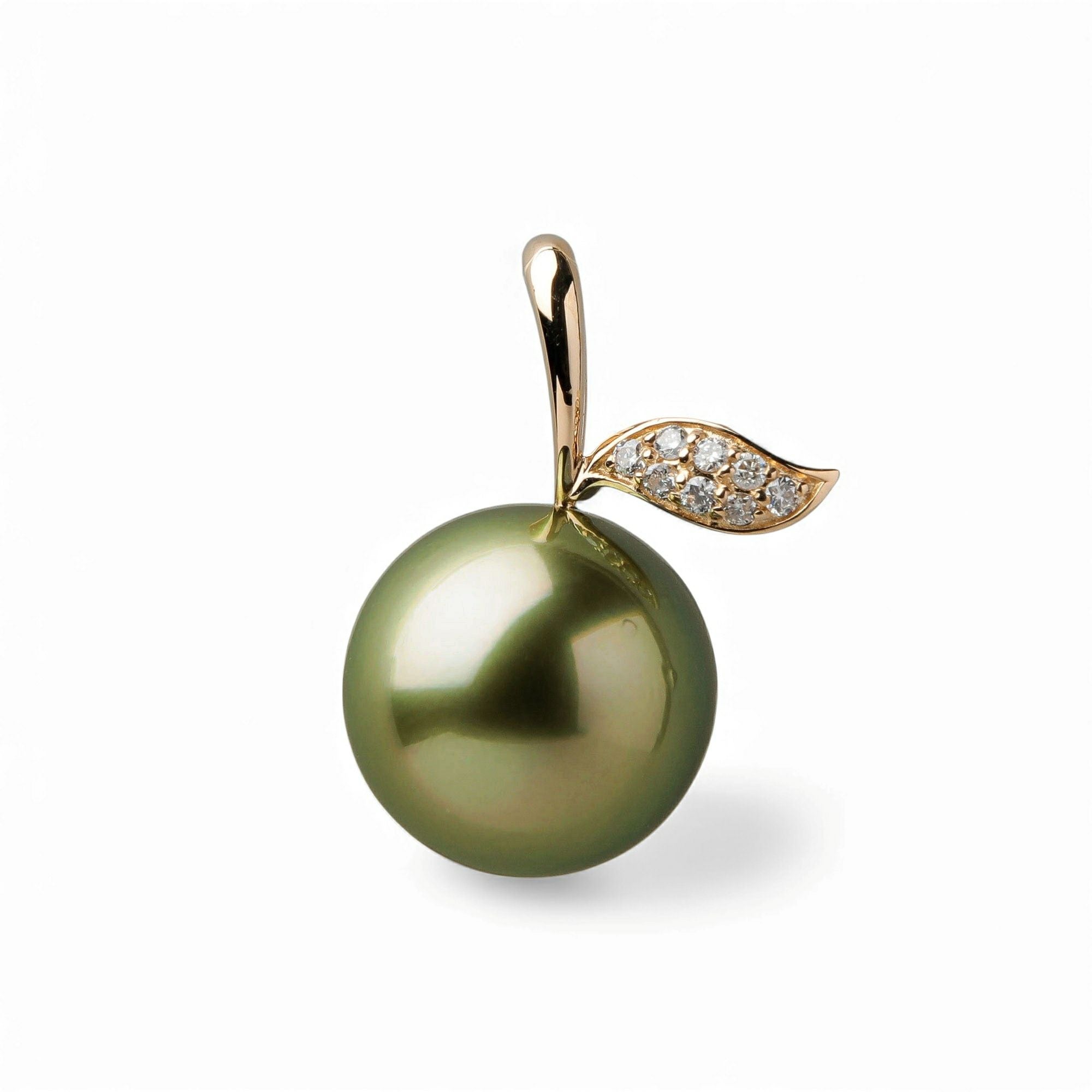 Pistachio タヒチ黒蝶真珠 ペンダントトップ 11mmUP K18YG リンゴ
