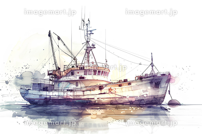 海と漁船の水彩画「AI生成画像」のイラスト素材 [292403798]｜毎月1点