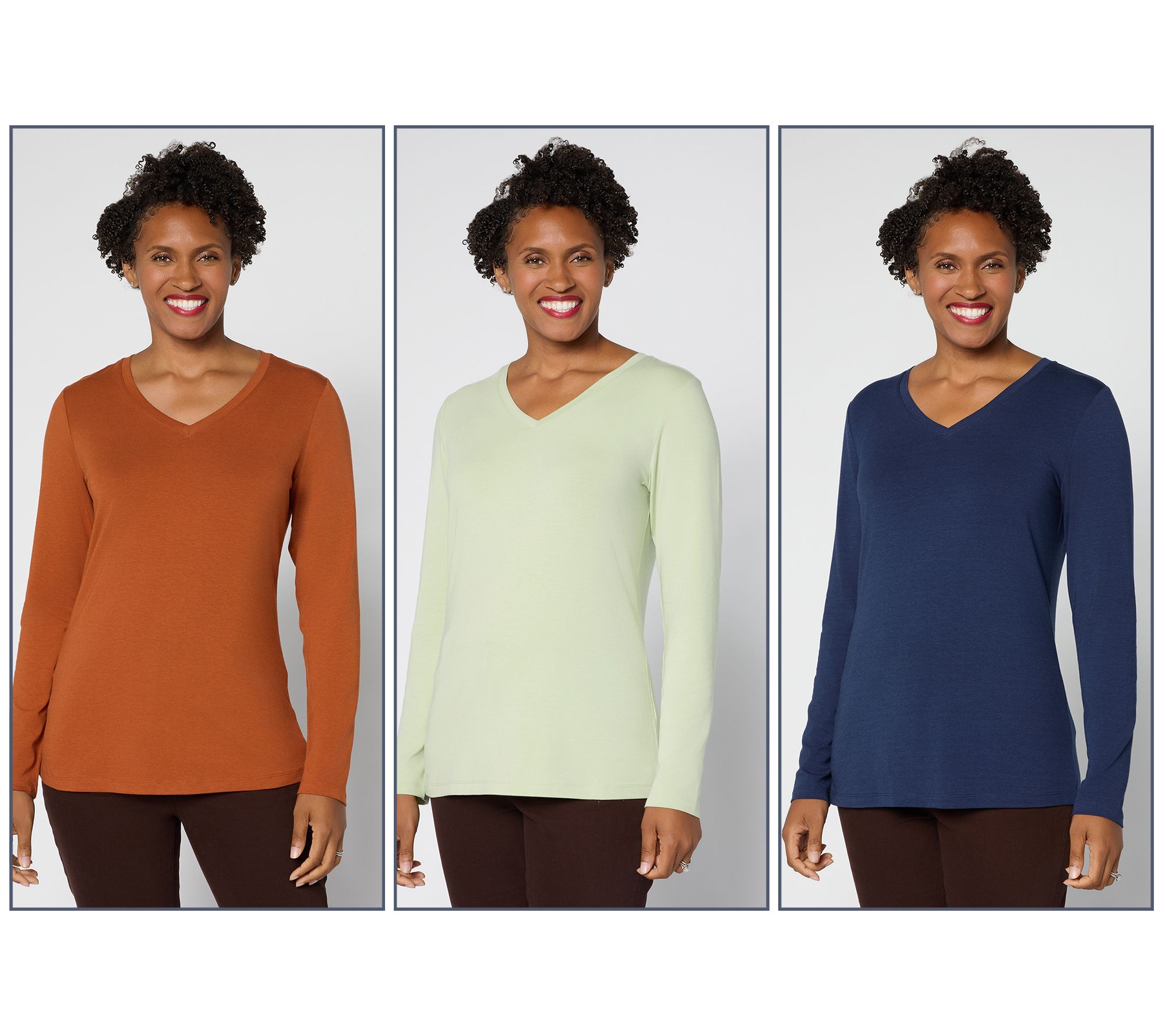 Denim & Co. Essentials So Soft Jersey 3-Pack V-Neck Tops - QVC.com