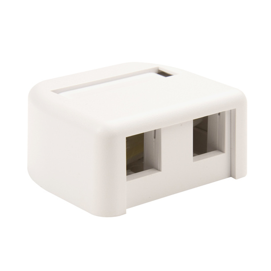 Surface mount box - with label field - White holds two Keystone