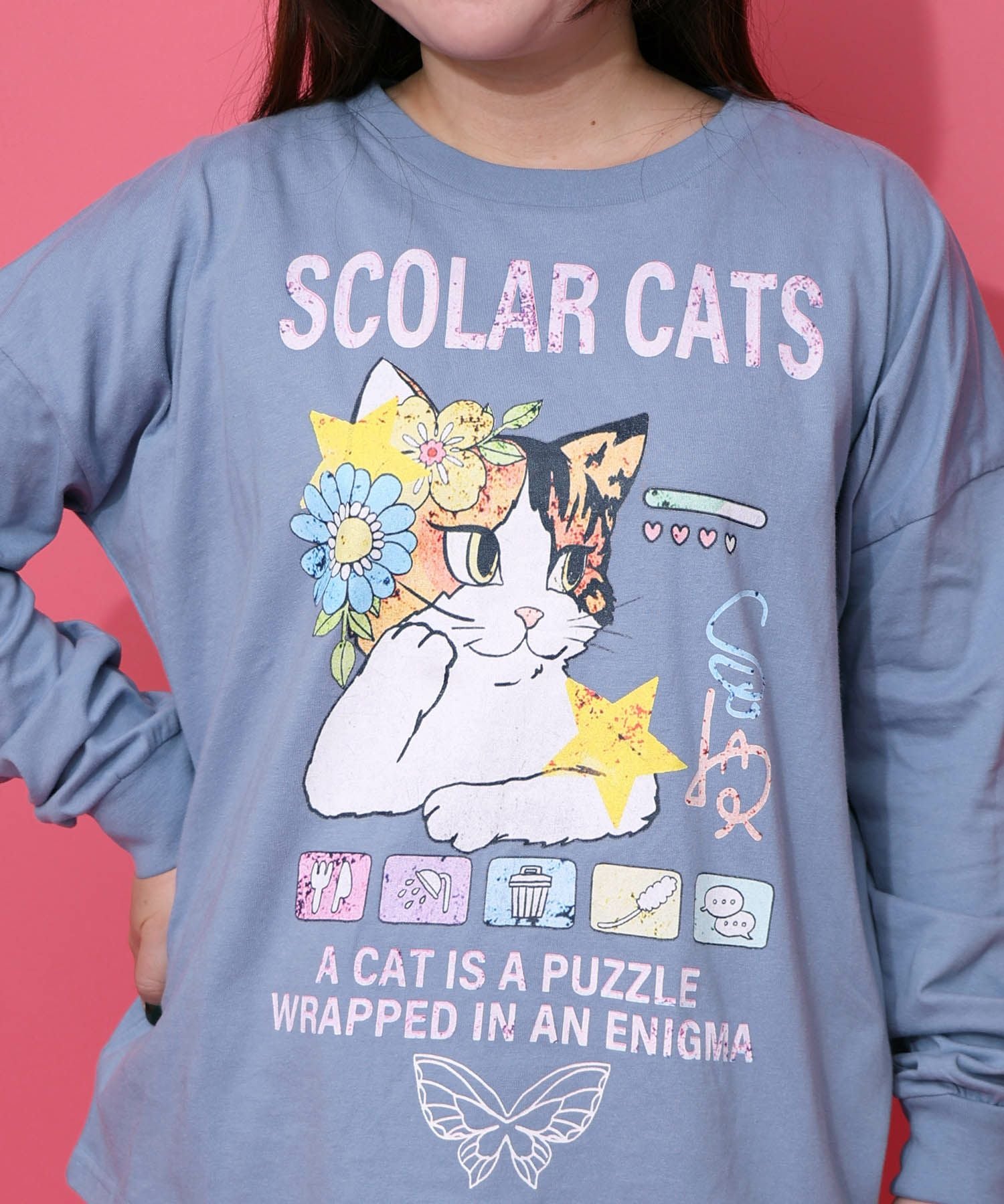 153777：ネコちゃんのデイリールーティン柄ロンTの通販-ScoLar