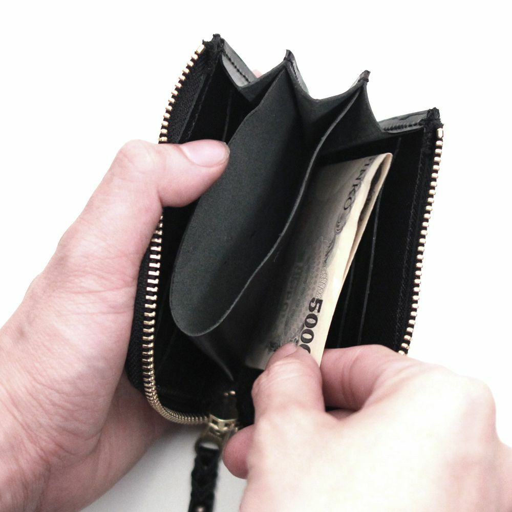 L字ファスナー ショートウォレット シャーク（サメ革）│メンズ革小物