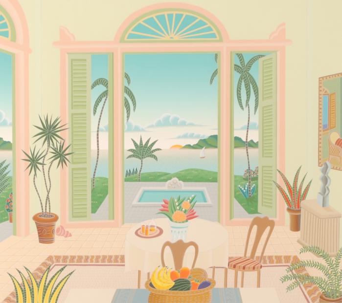 楽天市場】トーマス・マックナイト リヴィエラコースト海 絵画 風景画