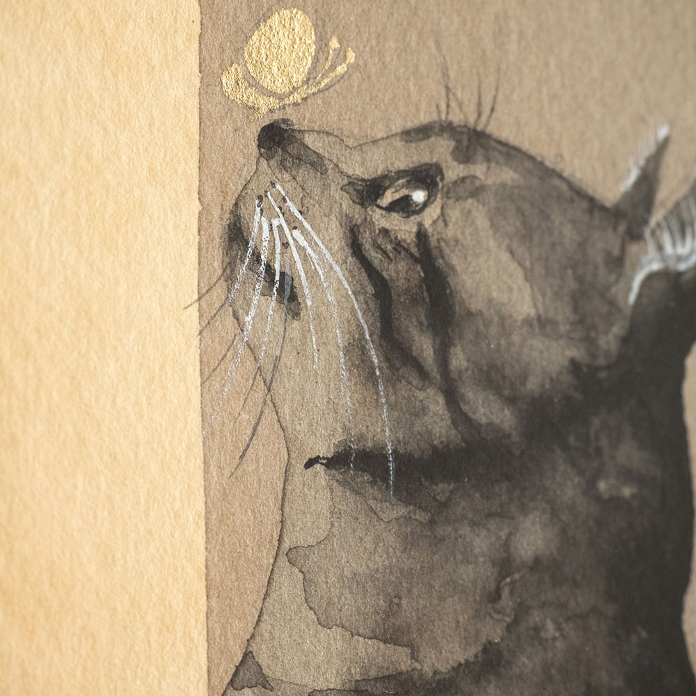 蝶と猫」/水彩画: インテリア・ライフスタイル | スイーツ・グルメ