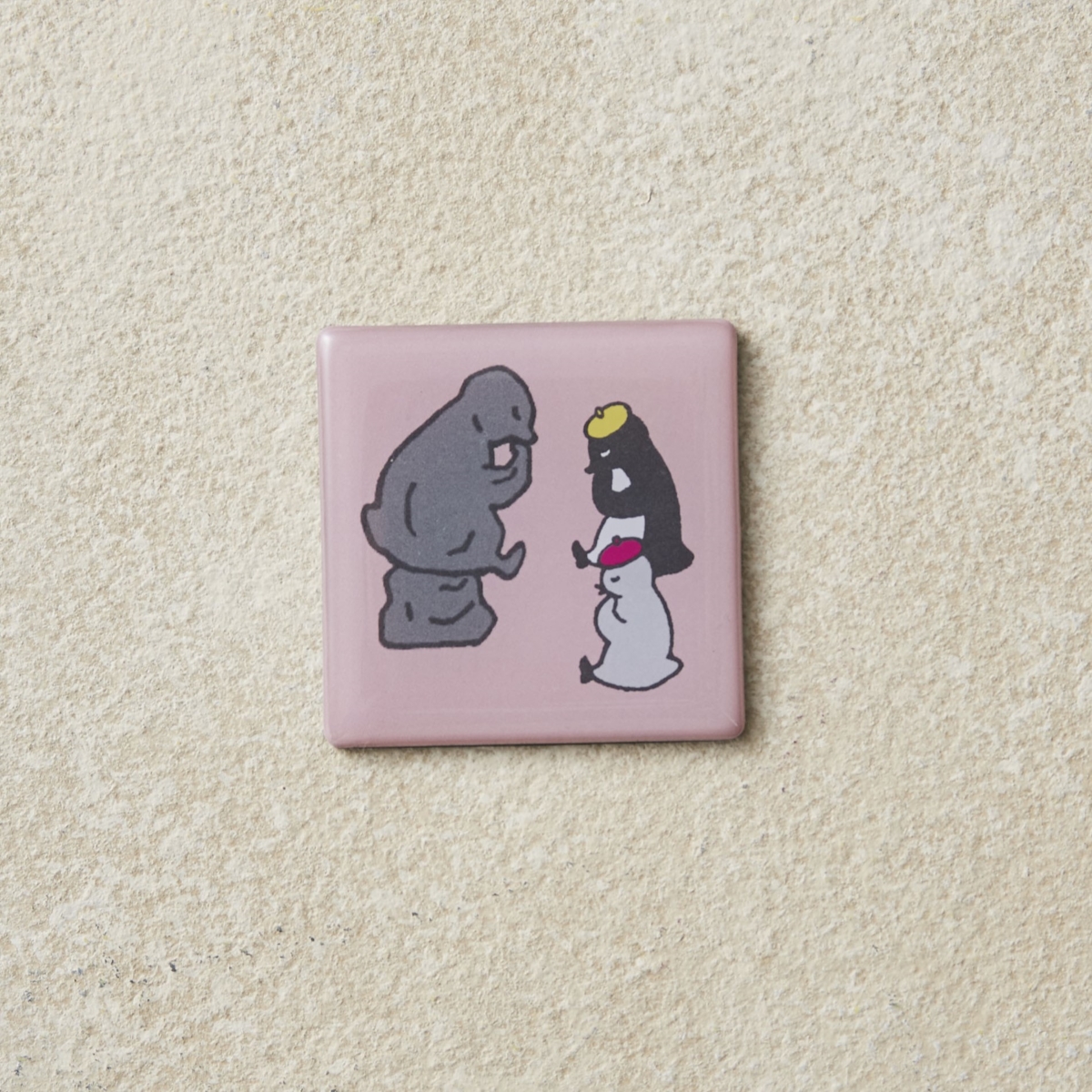 Suicaのペンギン スクエアマグネット（考えるペンギン）:オレンジ