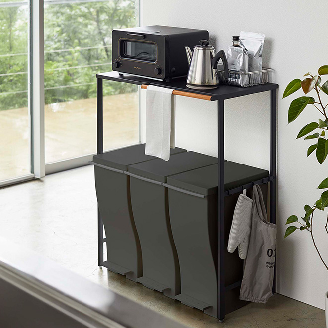 山崎実業 ゴミ箱上ラック キッチンラック レンジラック レンジボード