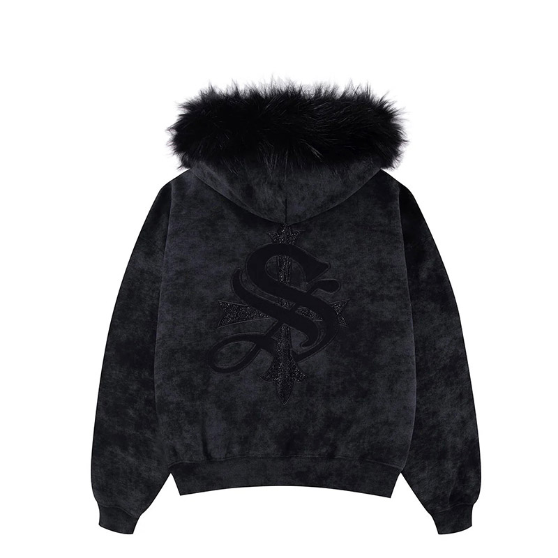 FAUX FUR CROSS ZIP HOODIE -2.COLOR- | WALKIN STORE WEB SHOP