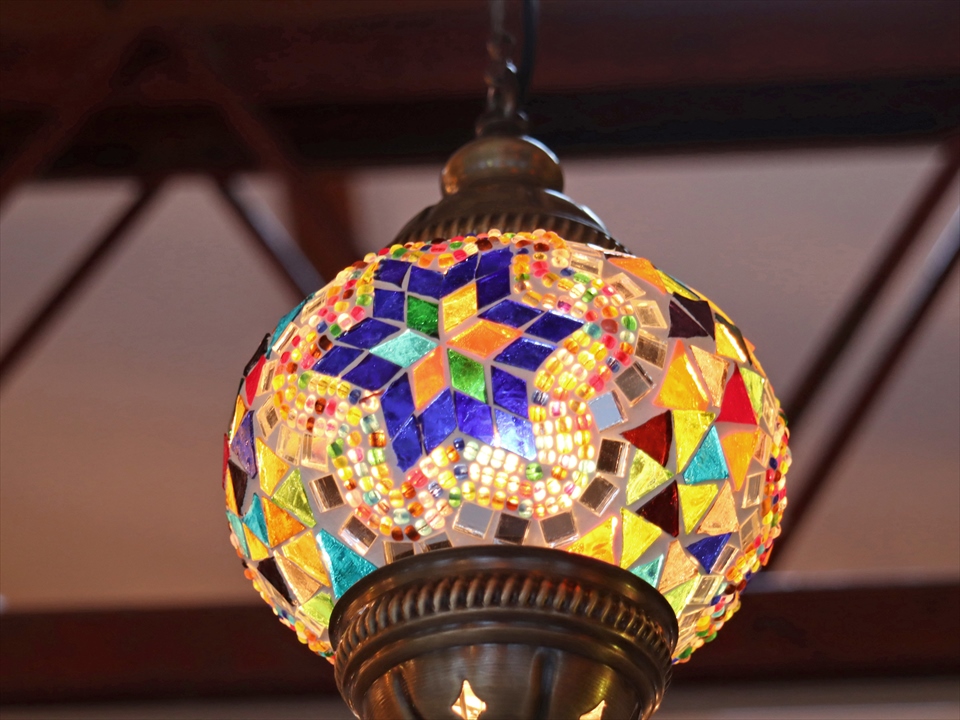 キリムスタイル / トルコモザイクランプ ペンダントランプ 直径13cm