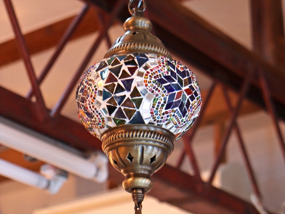 キリムスタイル / トルコモザイクランプ ペンダントランプ 直径13cm