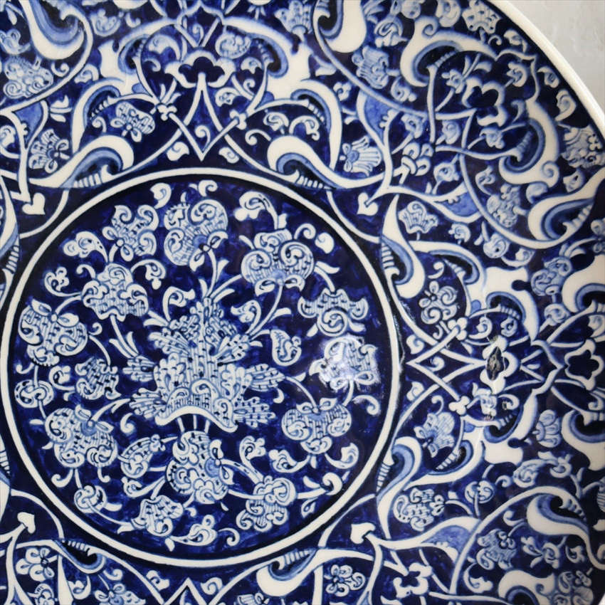 キリムスタイル / 手書き絵皿 30cm トルコ ミュージアムピース細かな