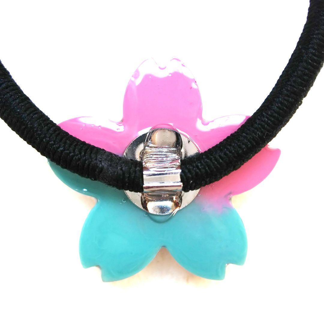 ヘアゴム レジン 桜型 マトリカリアと桜 ロイヤルパープルと