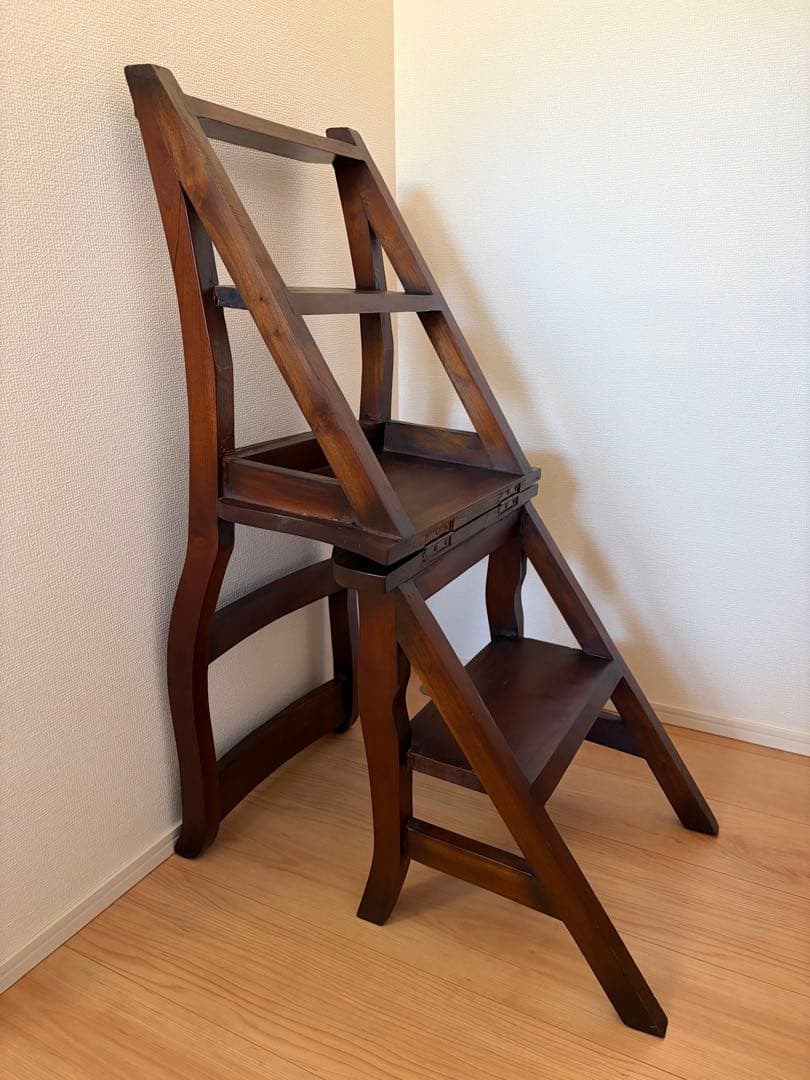 レア★ヴィンテージ　マホガニー 無垢材 ステップ チェア 踏み台 木製 椅子