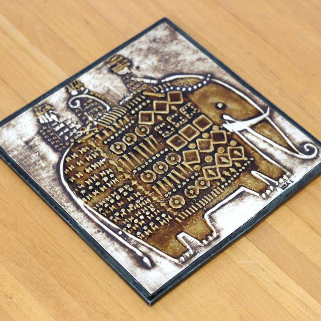 リサラーソン Lisa Larson UNIK ヴィンテージ陶板 ゾウ 北欧雑貨