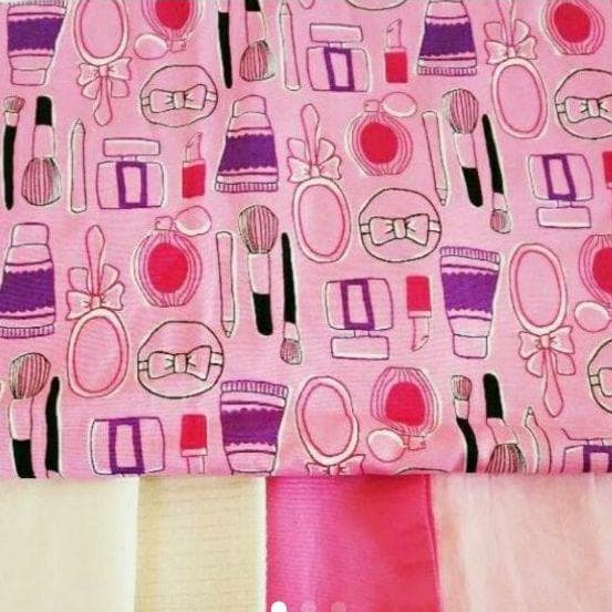 ハンドメイド オーダー レッスンバッグ 上履き入れ お弁当袋 コスメ柄 ピンク