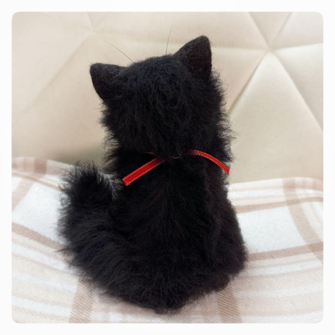 羊毛フェルト　黒猫　子猫　猫　ハンドメイド　置き物　観賞用　ぬいぐるみ　癒し