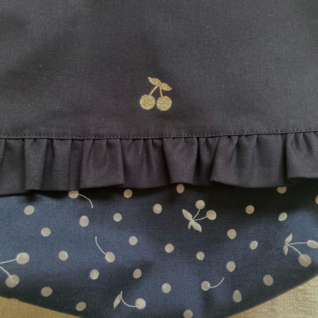 バイソンさん！さくらんぼドット無地フリルレッスンバッグ+上履き袋+体操服袋