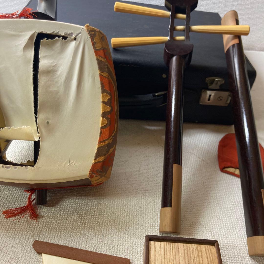 三味線 木製 付属品あり　ケース付き　破れあり
