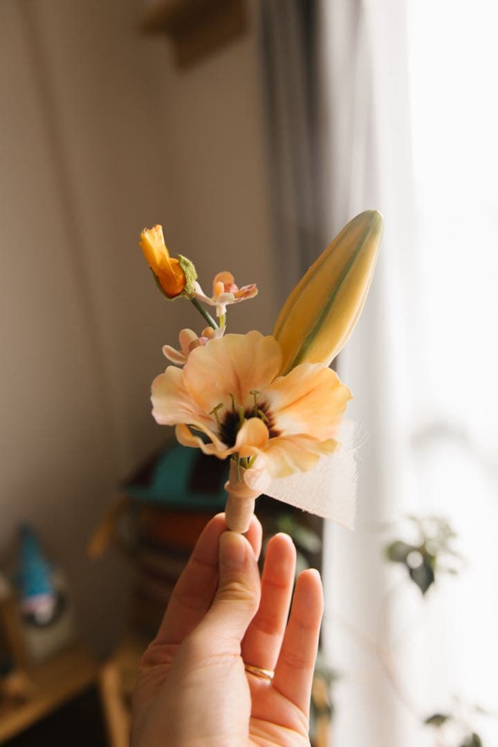 【完売品】NABANA flower ウェディングブーケ＆ブートニア テラコッタ