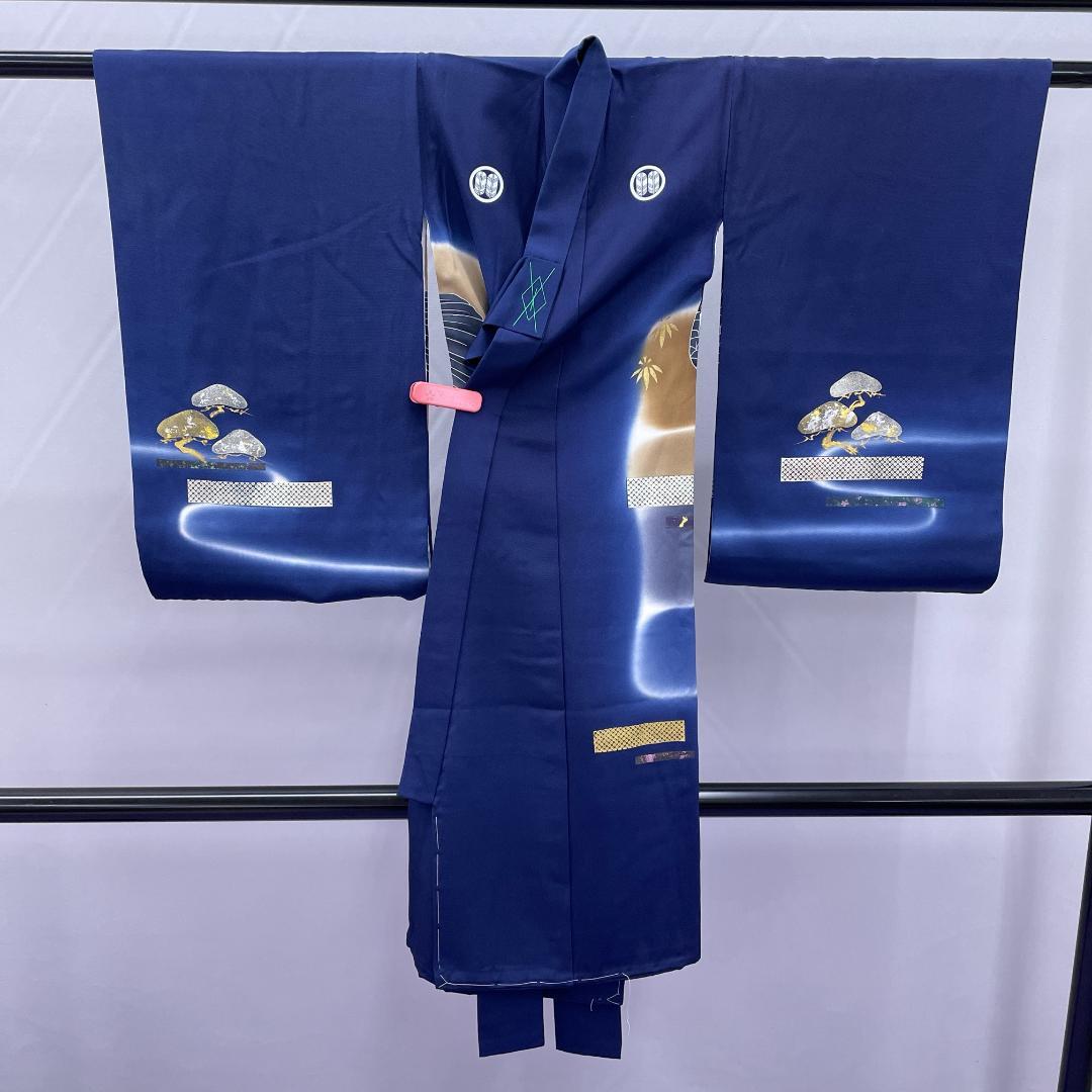 ☆4001☆ 七五三 男の子 着物 かけ着 男児 一つ身 黒 紋入り