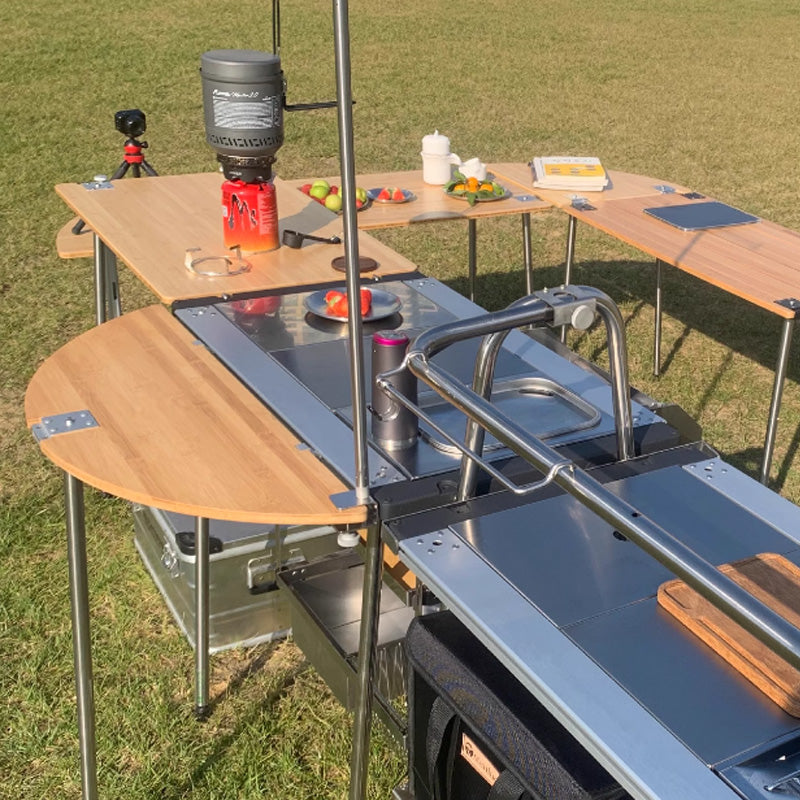 3-Unit Semi-Circle Bamboo Sliding Table w/Bag (2 Pieces