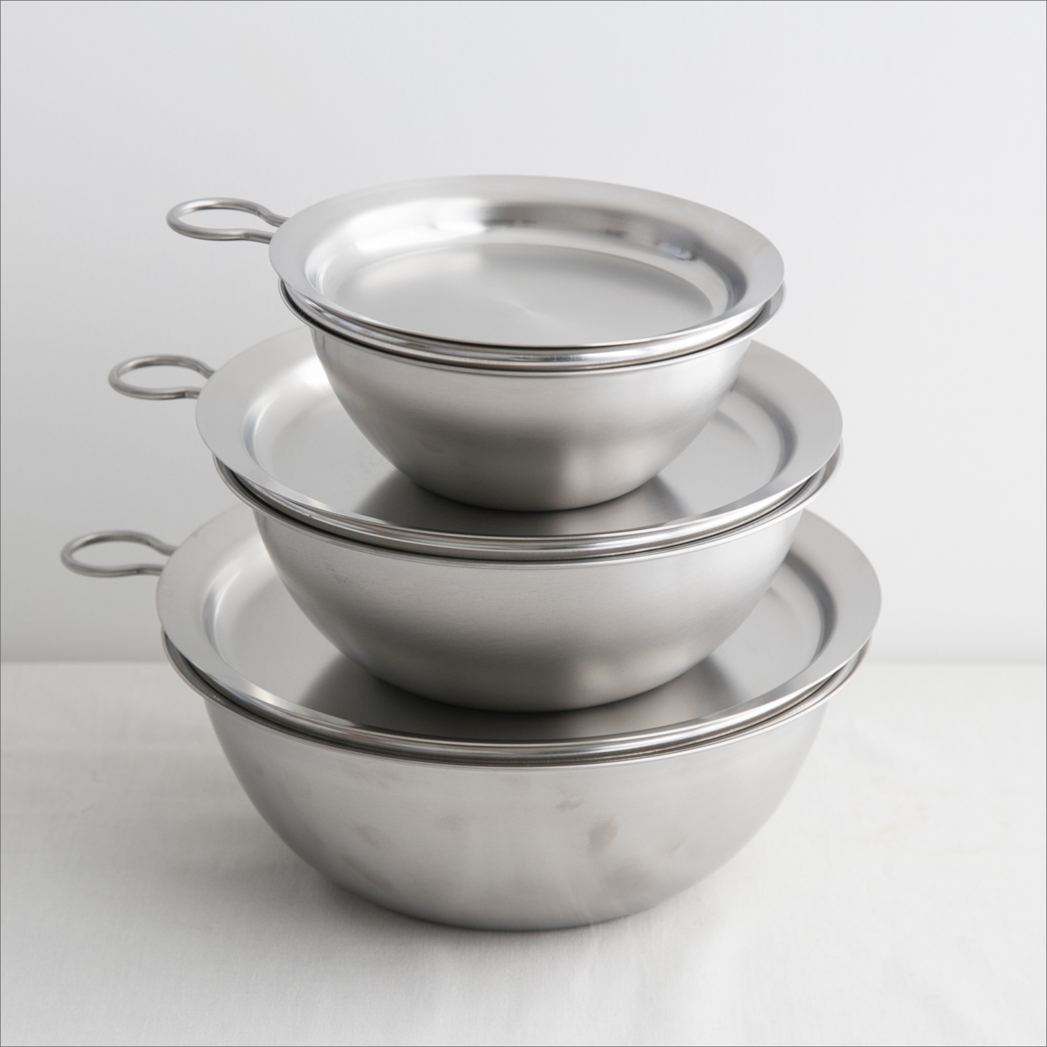 Three Snow 新越ワークス/フタ付ざるボウルセット -フタ付きだから