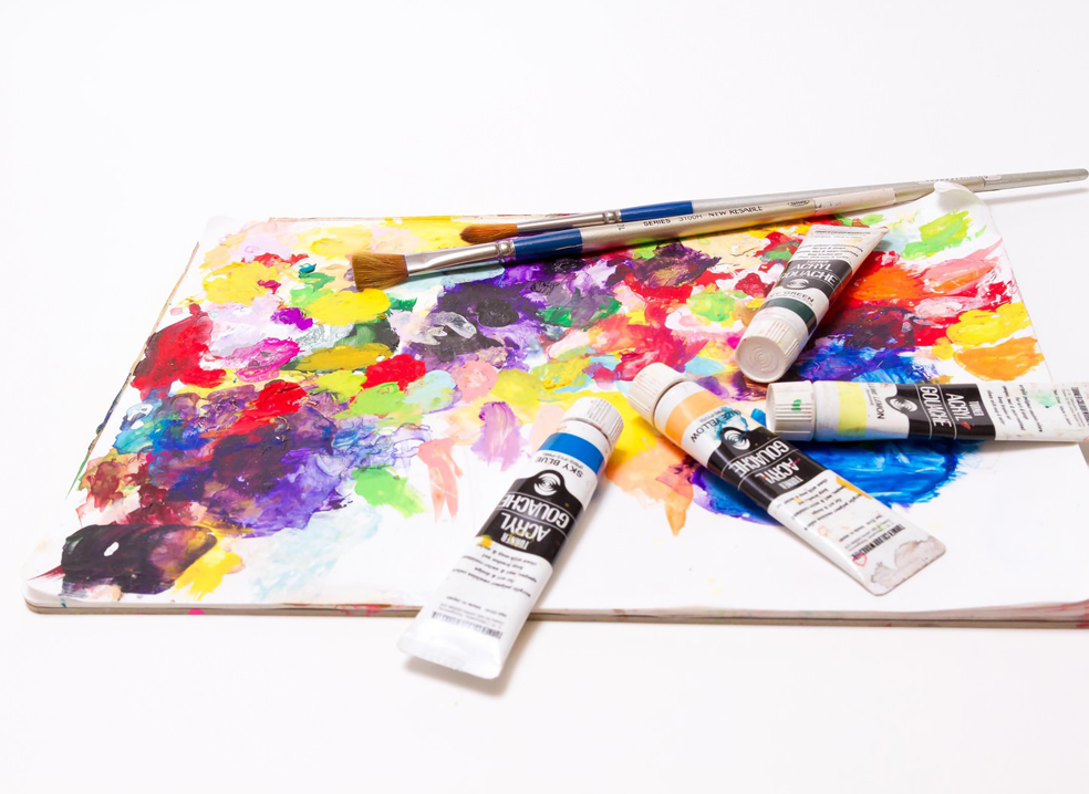 アクリルガッシュについて - 太陽と富士山と天使のしあわせの絵画 Sun